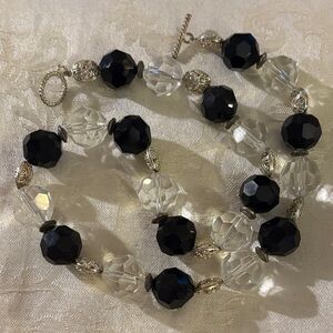 Chic Black and Silver Beaded Necklace